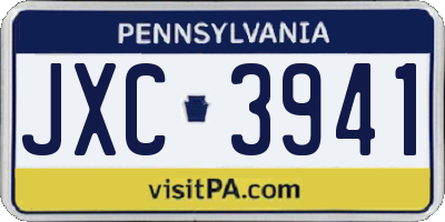 PA license plate JXC3941
