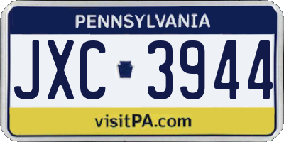 PA license plate JXC3944