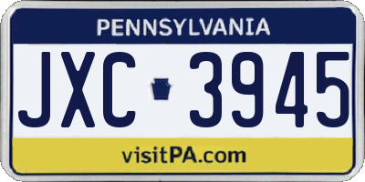 PA license plate JXC3945