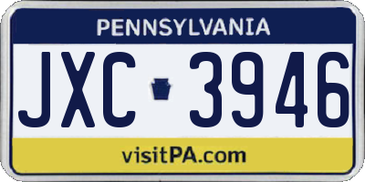 PA license plate JXC3946