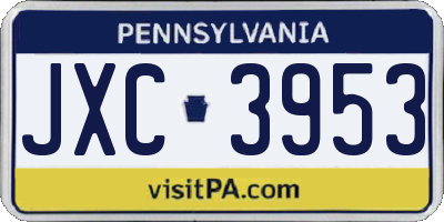 PA license plate JXC3953