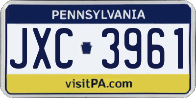 PA license plate JXC3961