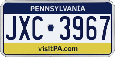 PA license plate JXC3967