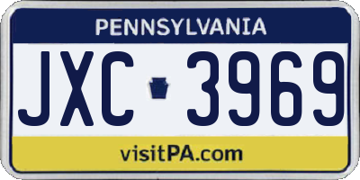 PA license plate JXC3969