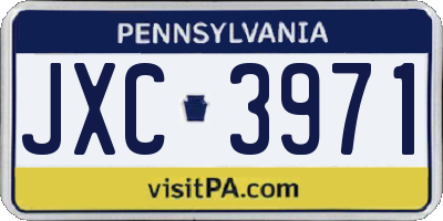 PA license plate JXC3971
