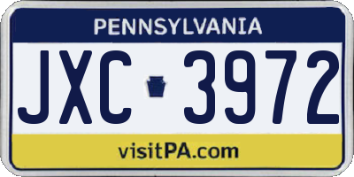 PA license plate JXC3972
