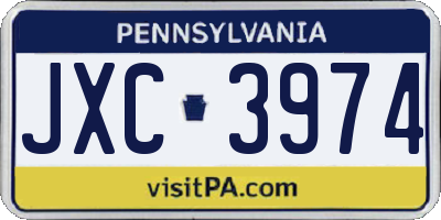 PA license plate JXC3974