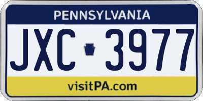 PA license plate JXC3977