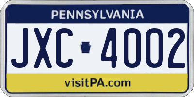 PA license plate JXC4002