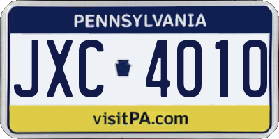 PA license plate JXC4010