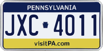 PA license plate JXC4011