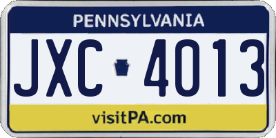 PA license plate JXC4013