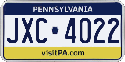 PA license plate JXC4022