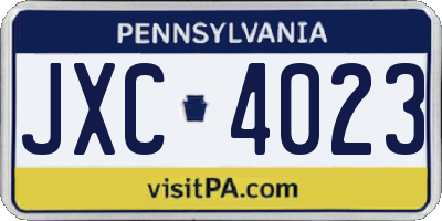 PA license plate JXC4023
