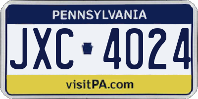 PA license plate JXC4024