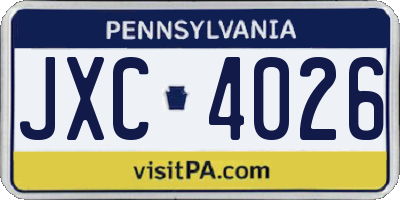 PA license plate JXC4026