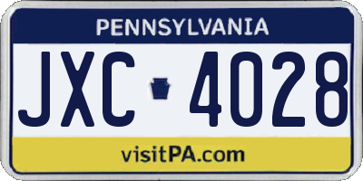 PA license plate JXC4028