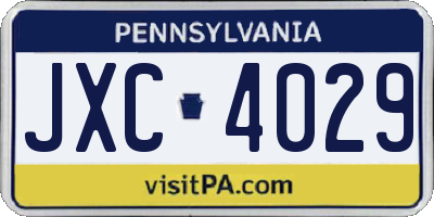 PA license plate JXC4029
