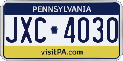 PA license plate JXC4030