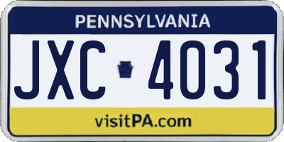 PA license plate JXC4031