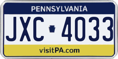 PA license plate JXC4033