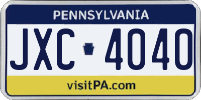 PA license plate JXC4040