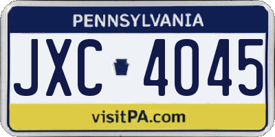 PA license plate JXC4045