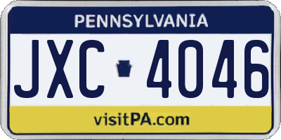 PA license plate JXC4046