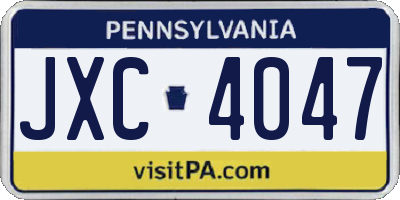 PA license plate JXC4047