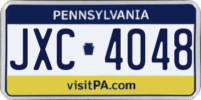 PA license plate JXC4048