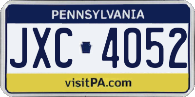 PA license plate JXC4052