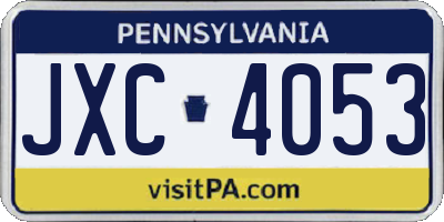 PA license plate JXC4053