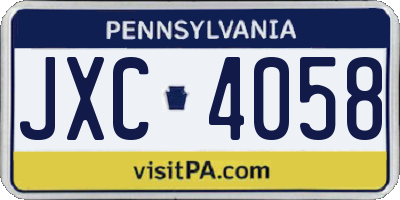 PA license plate JXC4058