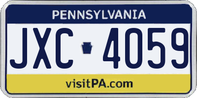 PA license plate JXC4059