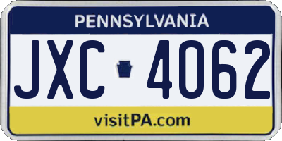 PA license plate JXC4062