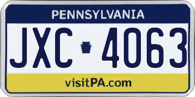 PA license plate JXC4063