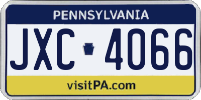 PA license plate JXC4066