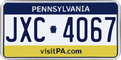PA license plate JXC4067