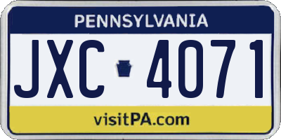 PA license plate JXC4071