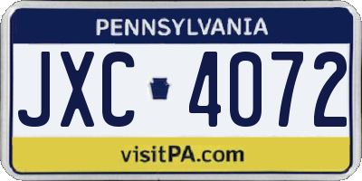 PA license plate JXC4072