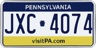PA license plate JXC4074