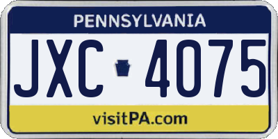 PA license plate JXC4075