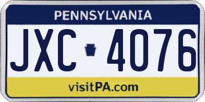 PA license plate JXC4076