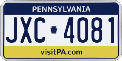 PA license plate JXC4081