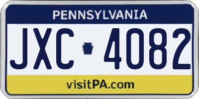 PA license plate JXC4082