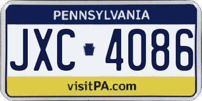 PA license plate JXC4086