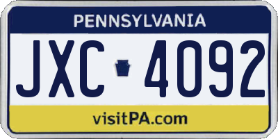 PA license plate JXC4092