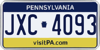 PA license plate JXC4093