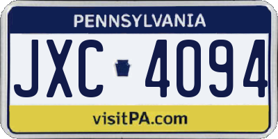 PA license plate JXC4094
