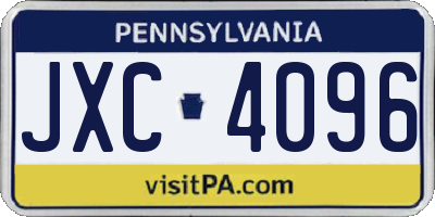 PA license plate JXC4096